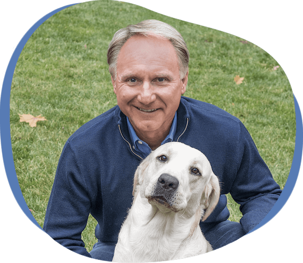 Author Dan Brown with his dog, Winston